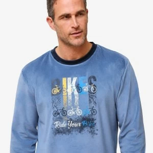 Pijama largo hombre spandex azul