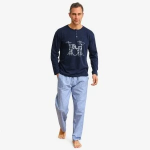 Pijama hombre manga larga pantal&oacute;n tela