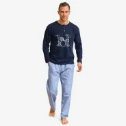 Pijama hombre manga larga pantal&oacute;n tela