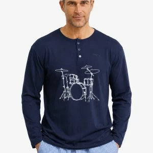 Pijama hombre manga larga pantal&oacute;n tela