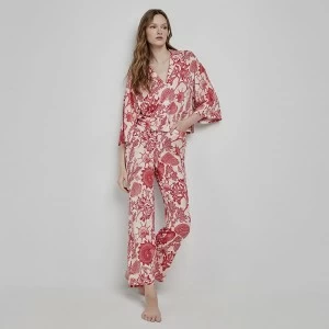 Camisa pijama media manga algodon coral abierta