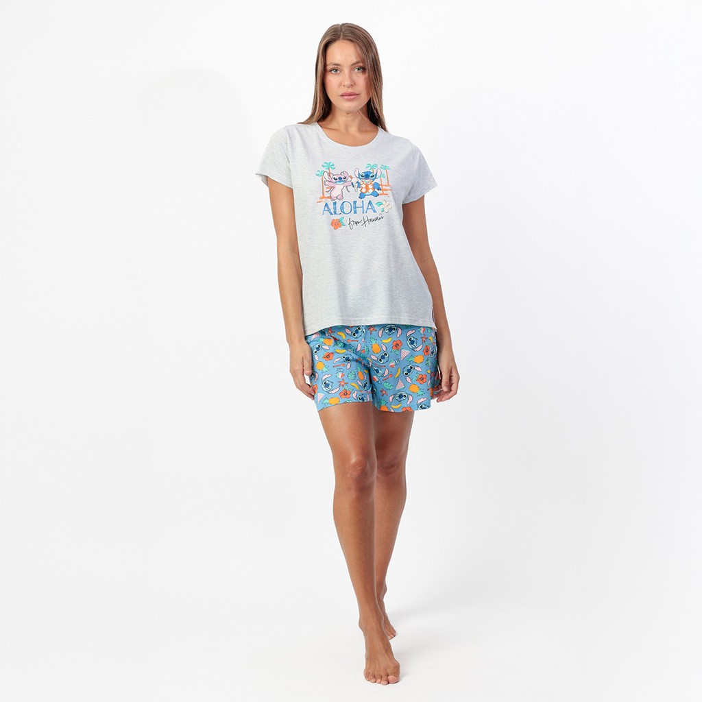 Pijama algod&oacute;n mujer estampado Stich