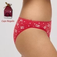 Braga bikini algod&oacute;n el&aacute;stico estampado navide&ntilde;o