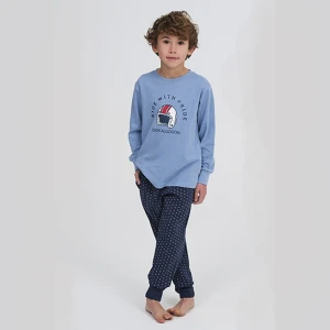 Pijama largo juvenil tonos azules