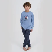 Pijama largo juvenil tonos azules