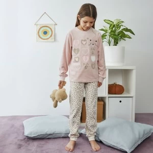 Pijama juvenil ni&ntilde;a tundosado fantas&iacute;a corazones