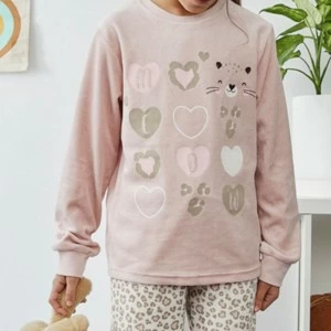 Pijama juvenil ni&ntilde;a tundosado fantas&iacute;a corazones