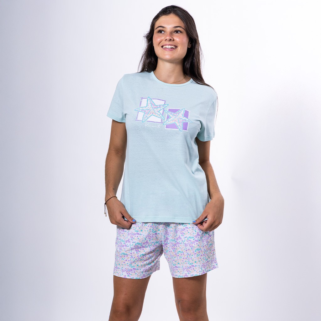 Pijama algod&oacute;n mujer manga corta