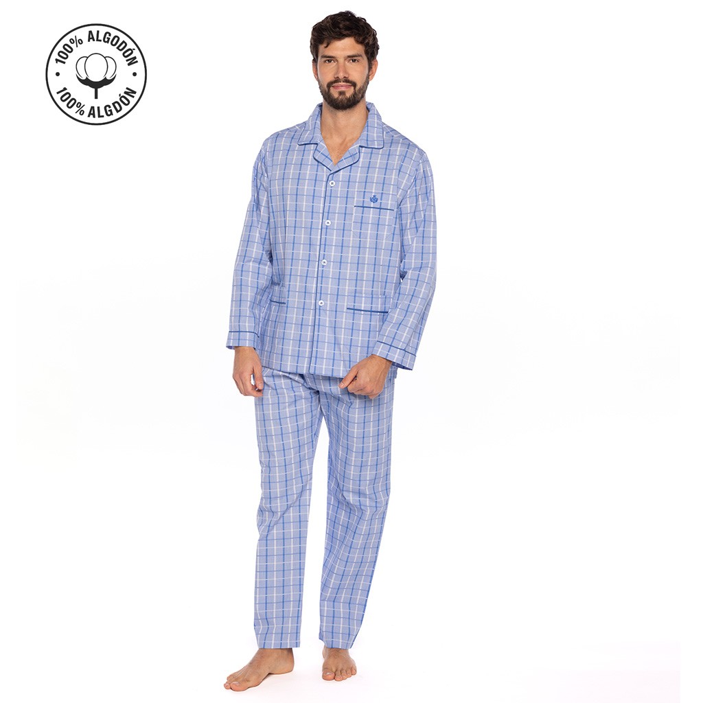 Pijama de tela de popelin de cuadros 100% Algodón