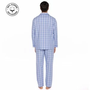 Pijama de tela de popelin de cuadros 100% Algod&oacute;n