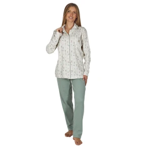 Pijama camisero mujer algod&oacute;n felpado 