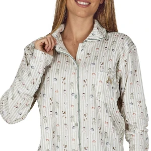 Pijama camisero mujer algod&oacute;n felpado 