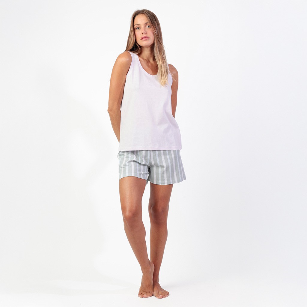 Pijama mujer algod&oacute;n pantal&oacute;n rayas