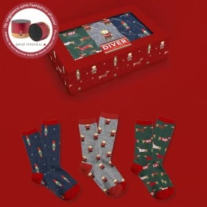 Calcet&iacute;n hombre pack 3 caja regalo Diver by