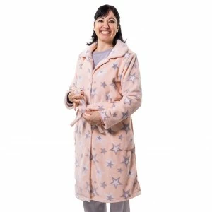 Bata mujer abotonada estampado estrellas