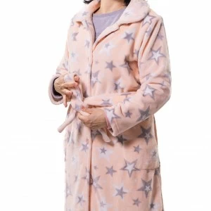 Bata mujer abotonada estampado estrellas
