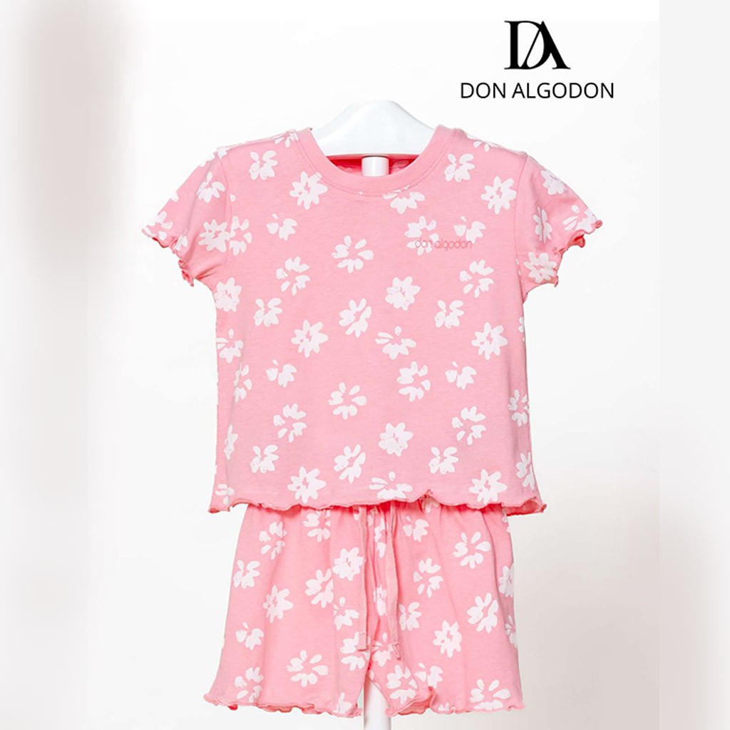 Pijama infantil niña manga corta estampado flores