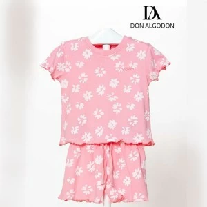 Pijama infantil ni&ntilde;a manga corta estampado flores