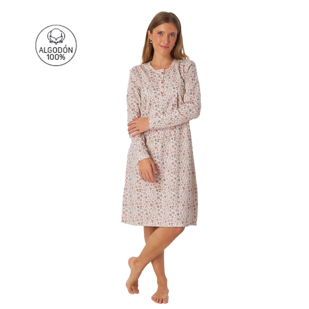 Camisón mujer manga larga estampado