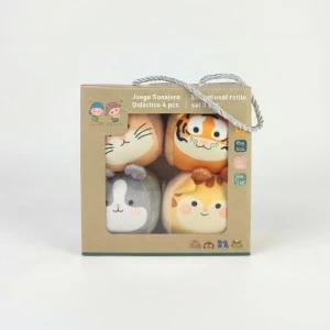 Sonajero bebe set de 4 piezas cabezitas de animal
