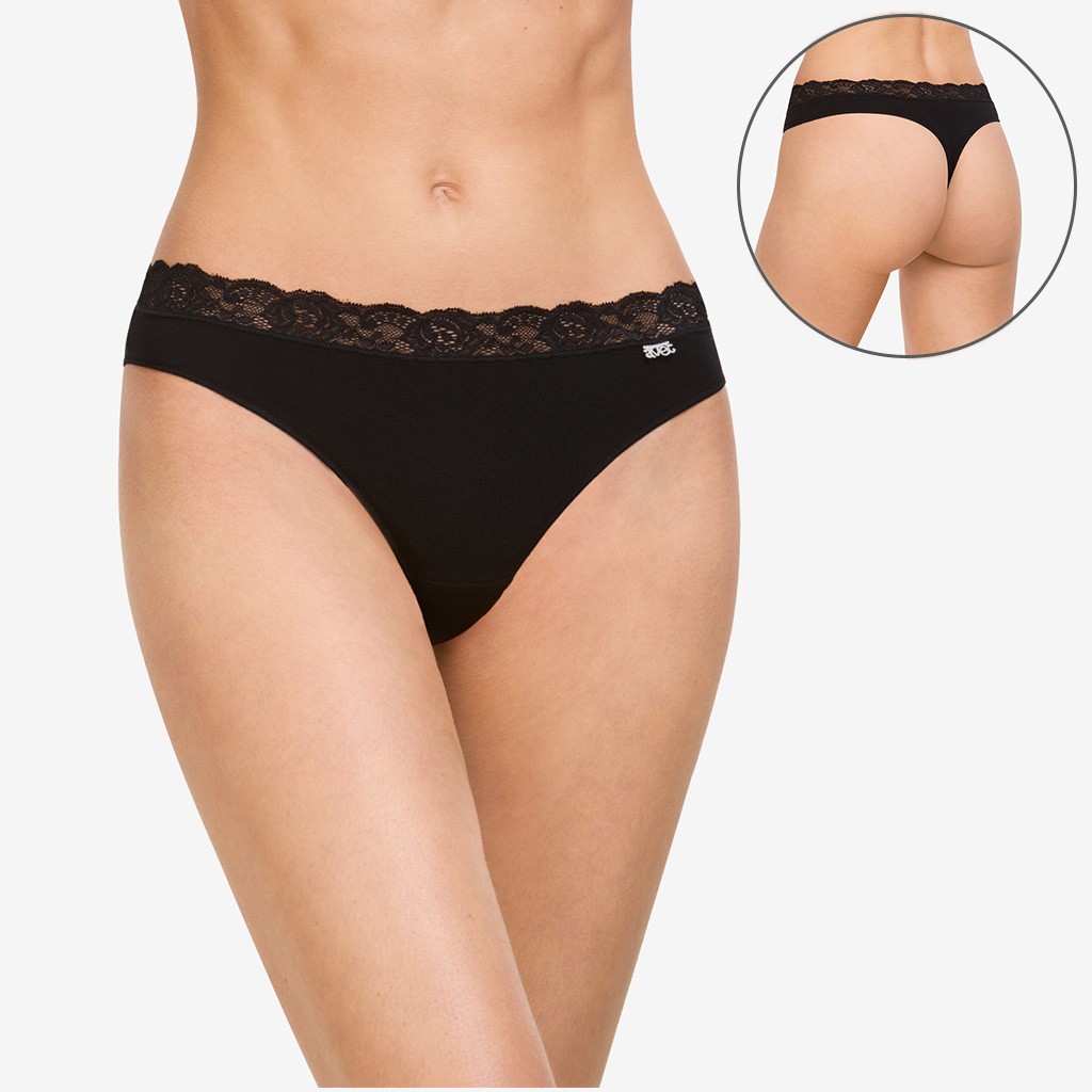 Tanga mujer algodón elástico cintura de puntilla