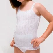 Camiseta ni&ntilde;a algod&oacute;n calado tirante fino