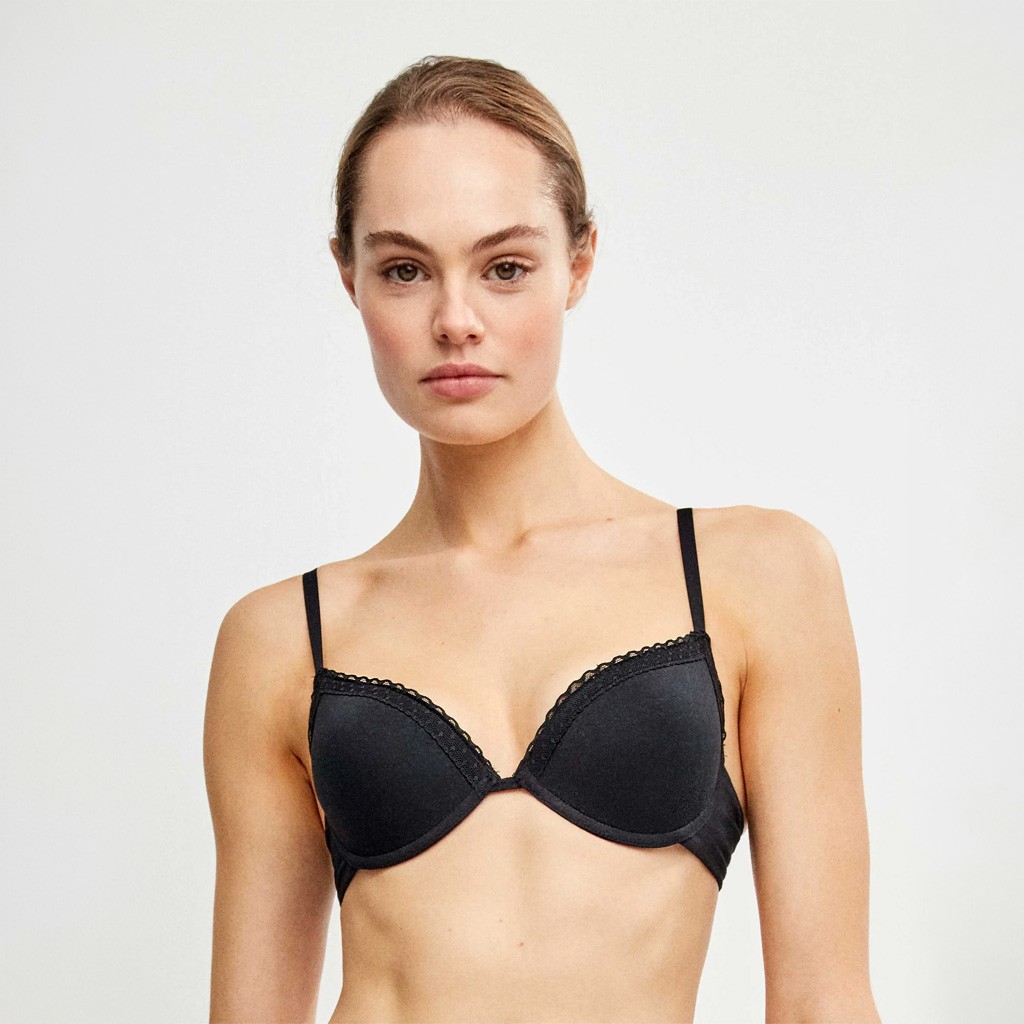 Sujetador mujer push-up con aros algod&oacute;n