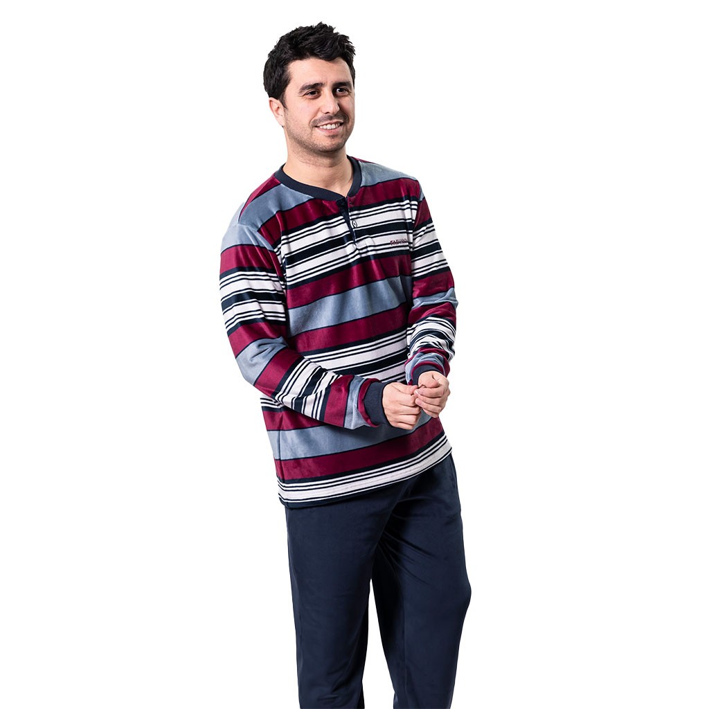 Pijama hombre manga larga rayas