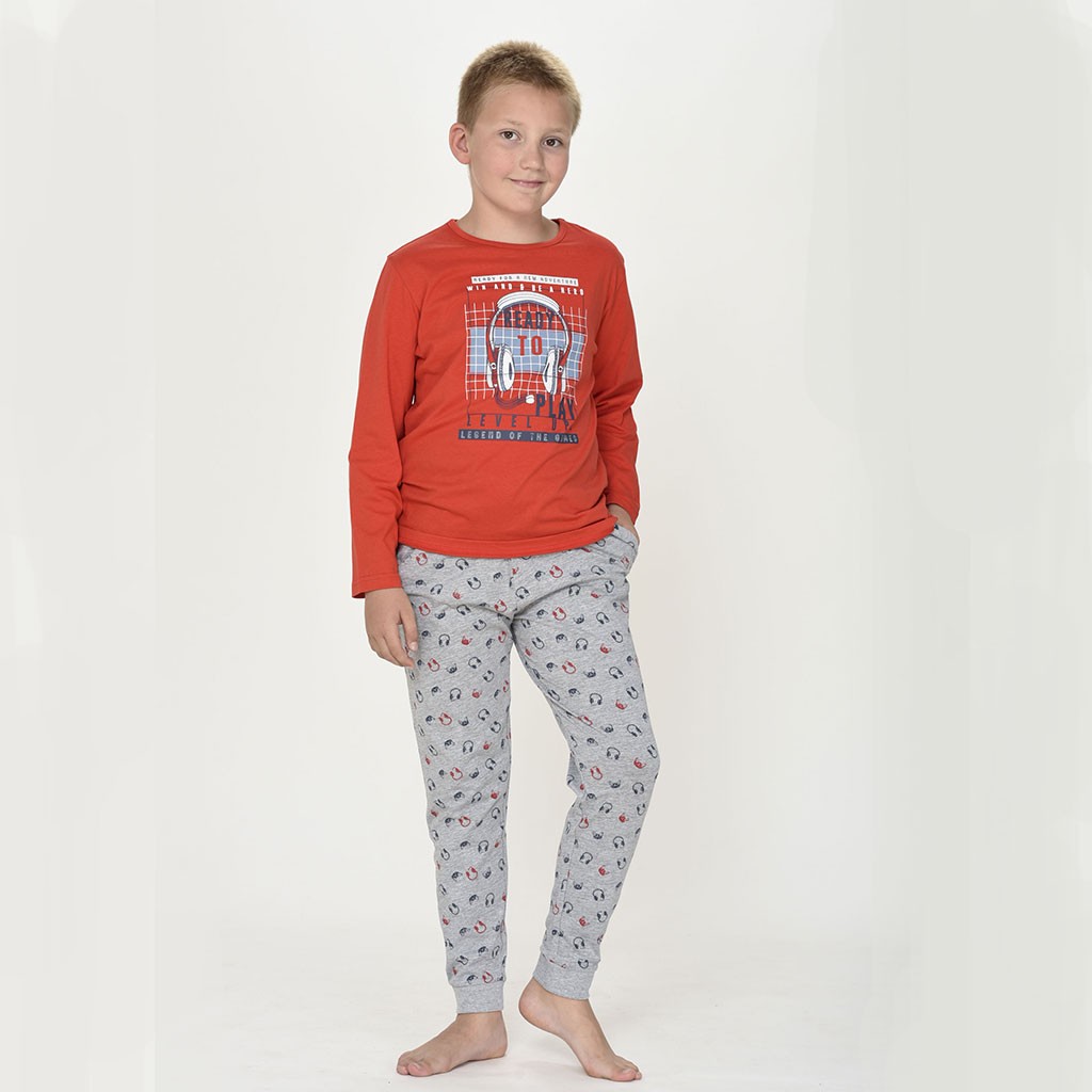 Pijama juvenil niño manga larga de algodón fino