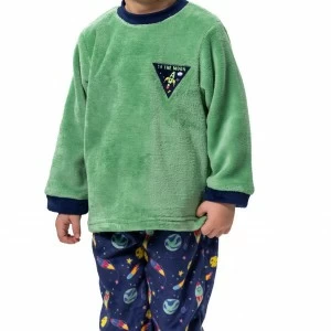 Pijama largo infantil coralina verde