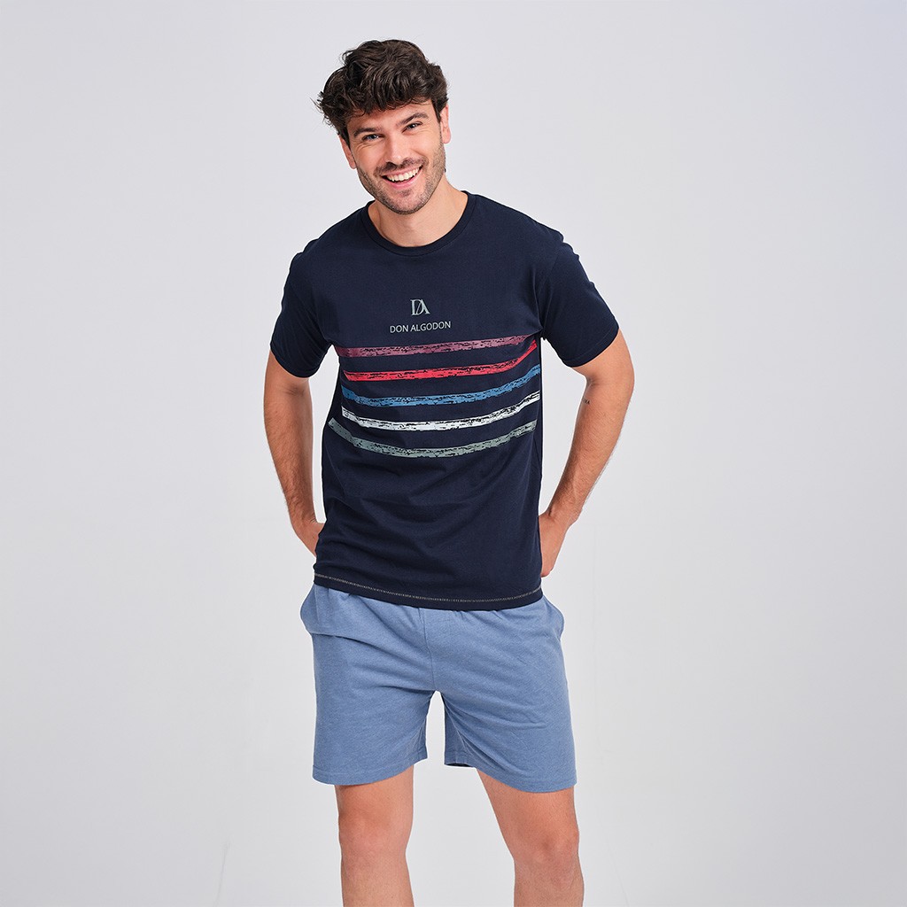 Pijama corto hombre algod&oacute;n