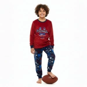 Pijama juvenil manga larga estampado Football