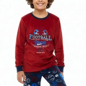 Pijama juvenil manga larga estampado Football