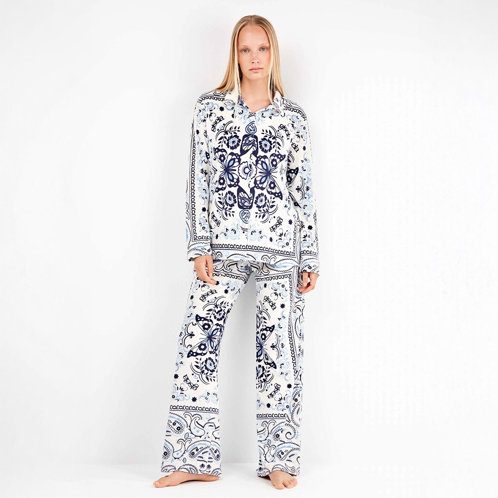 Pijama camisero mujer tejido polar elástico