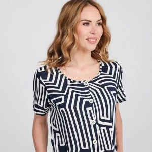 Camisola abotonada mujer estampado geom&eacute;trico