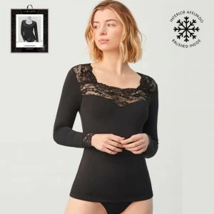 Camiseta polar termal fantas&iacute;a encaje manga larga