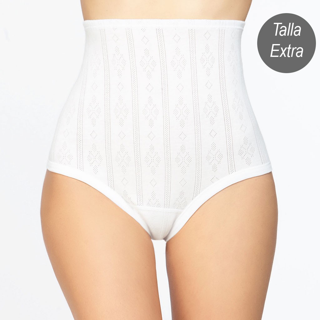 Braga Alta mujer algodón calado talla extra