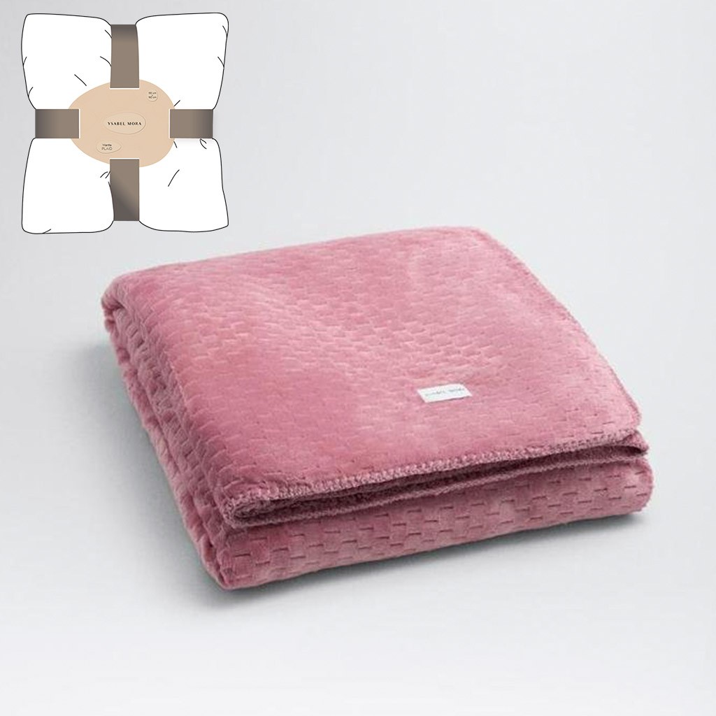 Manta sofa rosa coralina suave forro borreguillo