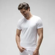 Camiseta manga corta cuello pico algod&oacute;n termal