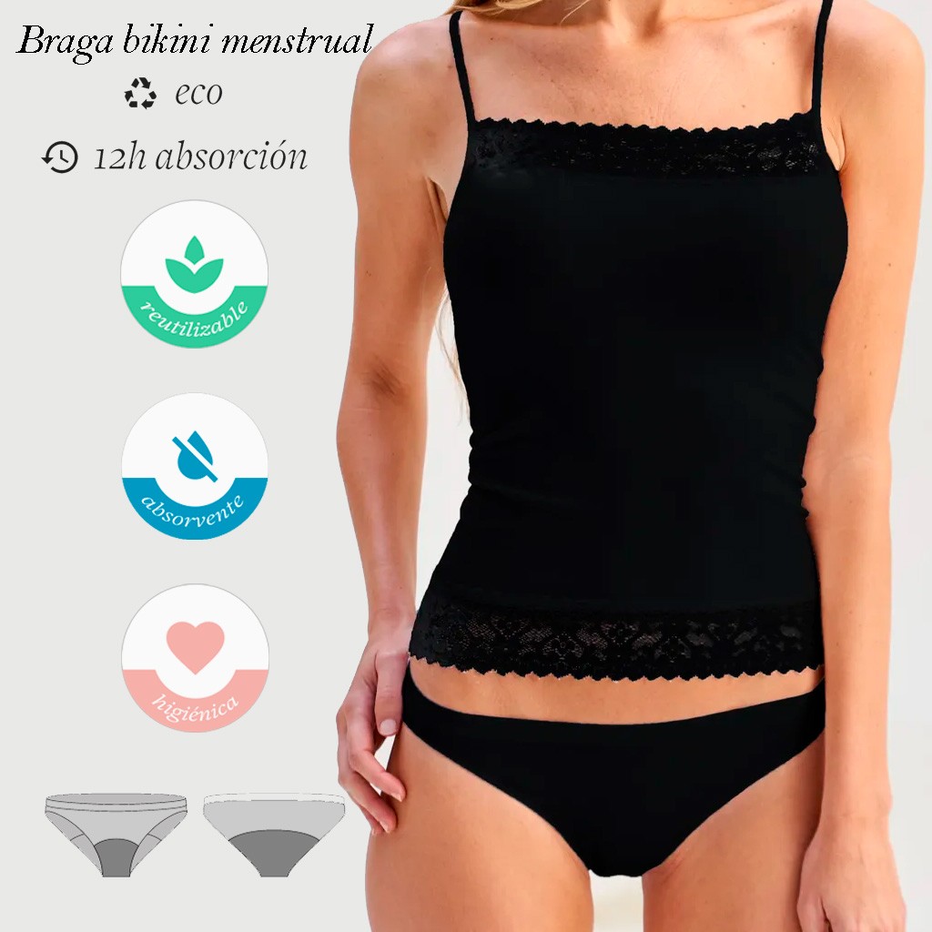 Braga bikini menstrual seamless algodón