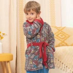 Bata ni&ntilde;o estampada con cintur&oacute;n