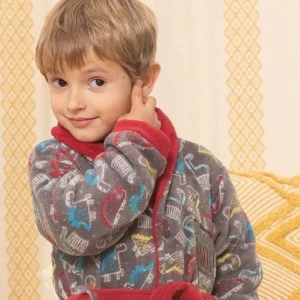 Bata ni&ntilde;o estampada con cintur&oacute;n