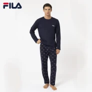 Pijama de hombre de algod&oacute;n con logos estampados