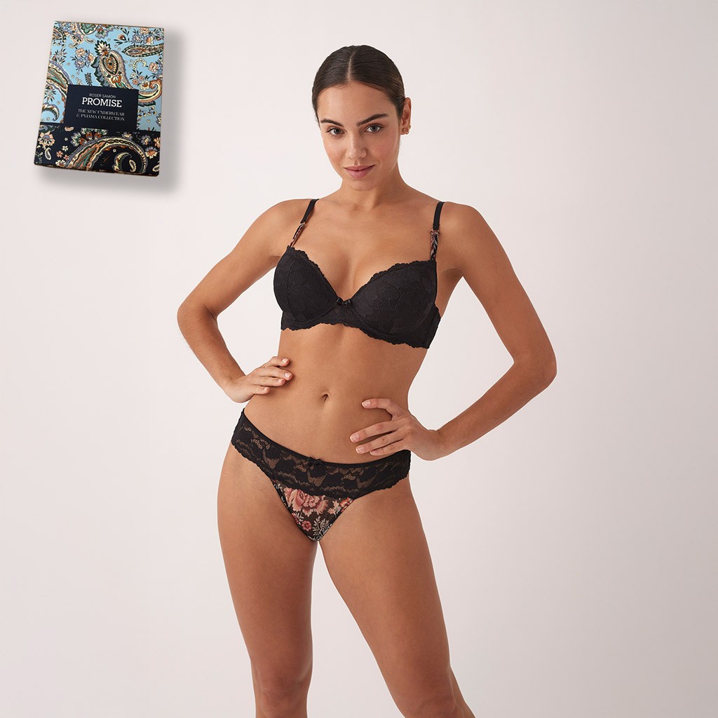 Conjunto sujetador push up y tanga encaje