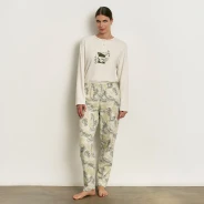 Pijama algod&oacute;n felpado mujer estampado
