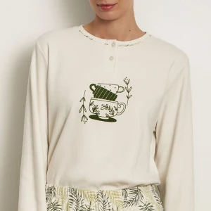 Pijama algod&oacute;n felpado mujer estampado