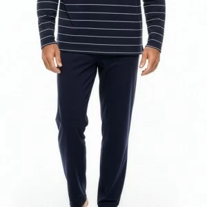 Pijama largo hombre cuello botones rayas