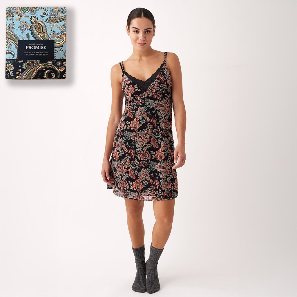Camisónlencería mujer tul estampado