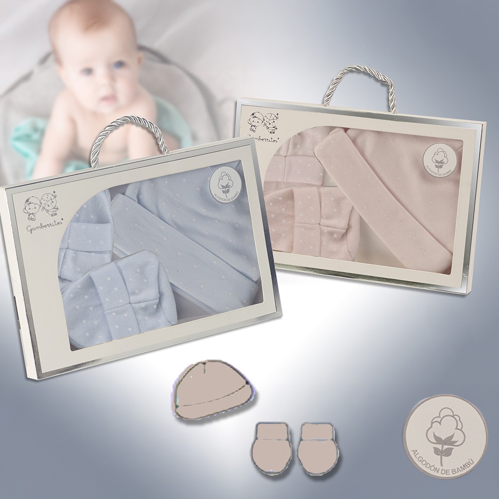 Set de regalo recien 2 piezas gorrito y manoplas.