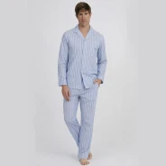 Pijama camisero hombre algod&oacute;n rayas